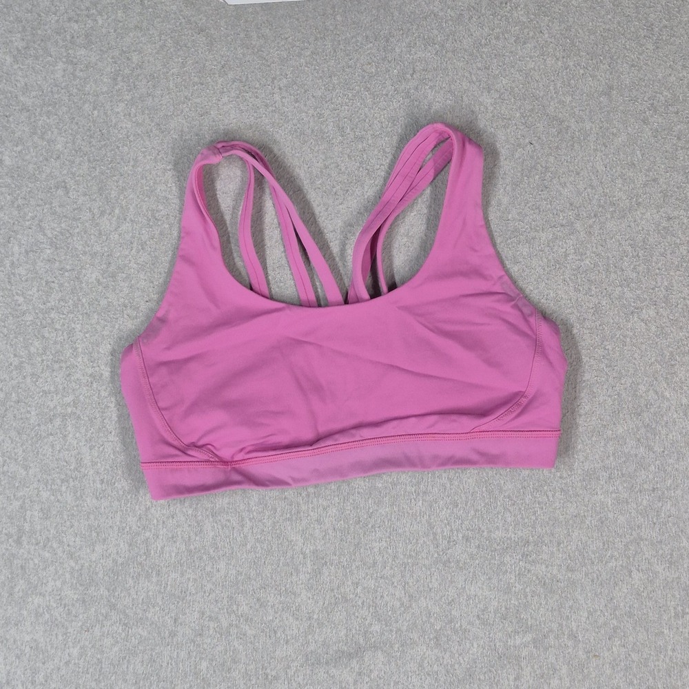Lululemon Women Sports Bra 10 Pink Energy Wireless Strappy Pullover